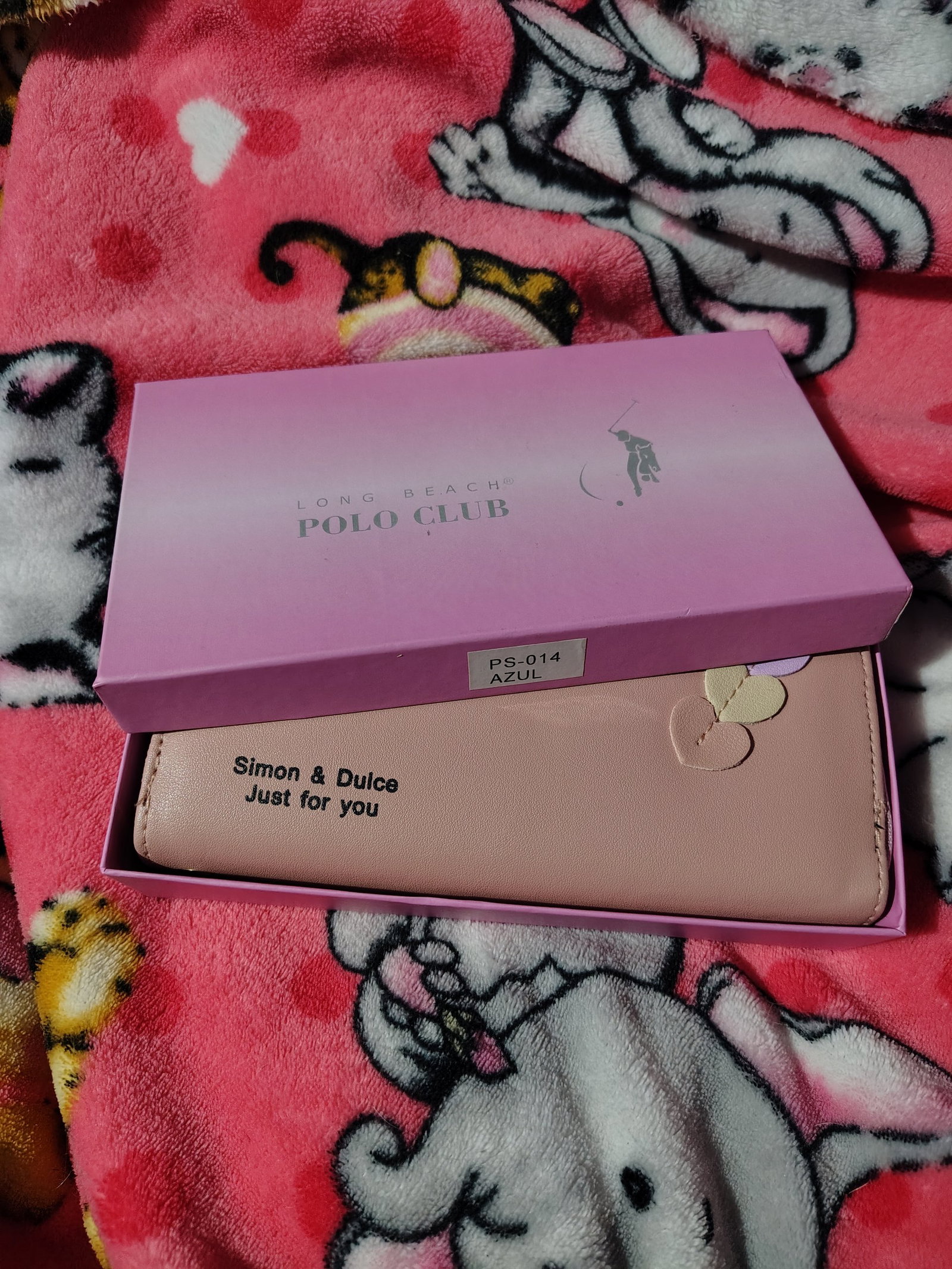 Cartera Larga Rosa de Corazones Doble Cierre - Nueva
