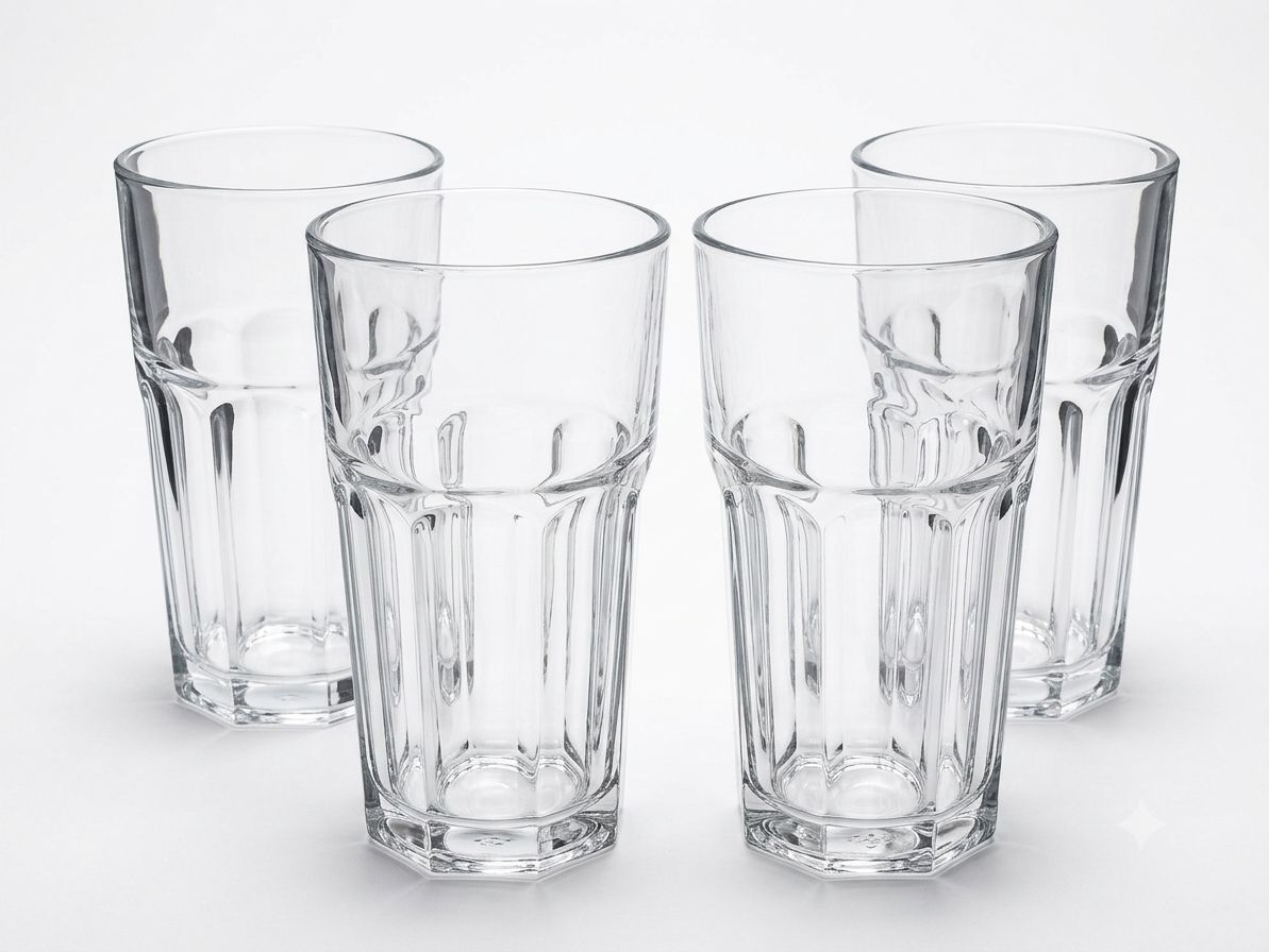 Juego de 4 Vasos de Vidrio Grueso 600ml
