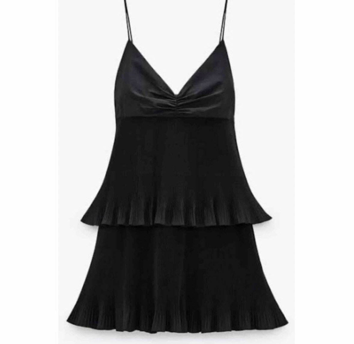 Vestido Plisado Negro Zara Talla XS Nuevo con Etiquetas