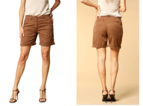 Short Bermuda Casual Femenina con Cinturón - Color Café