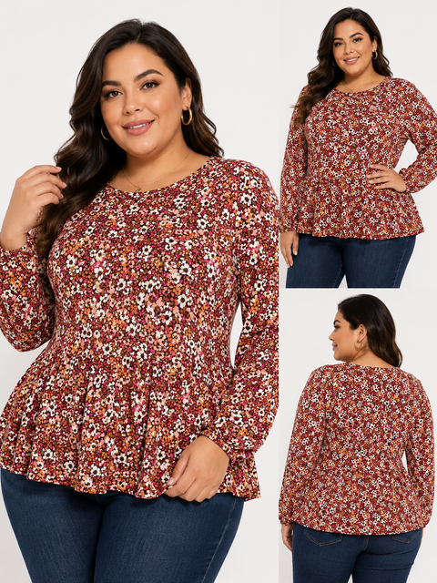 🌸✨ Hermosa blusa floral de manga larga