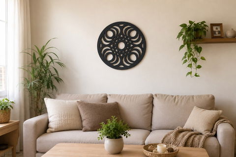 Decoración de Pared en MDF Corte Láser 38 cm Negro Mate