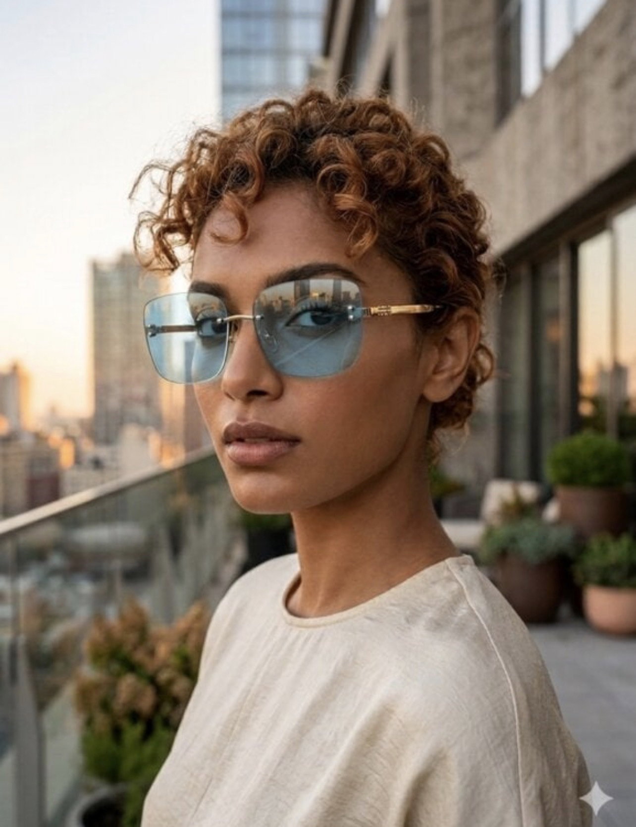 Lentes cuadrados azules a estrenar con bolsita