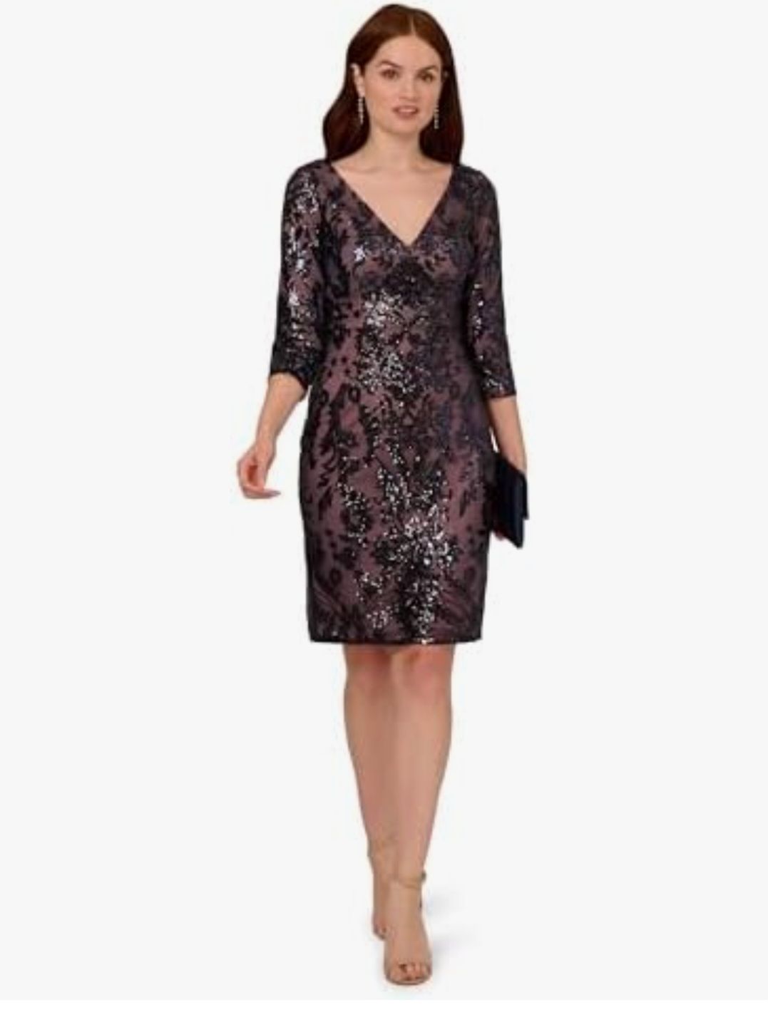 Vestido bordado lentejuelas Adrianna Papell talla 4 nuevo