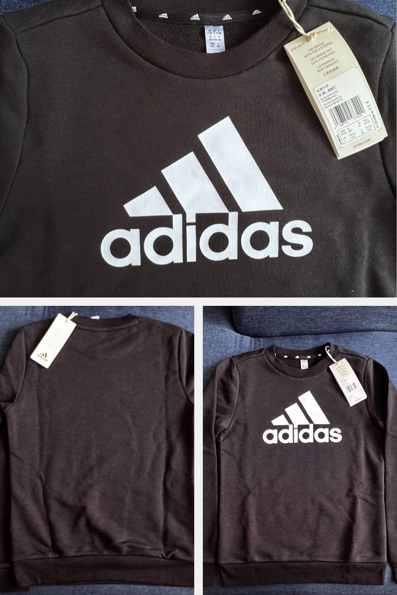 Sudadera negra Adidas nueva con etiqueta - Talla 10 años