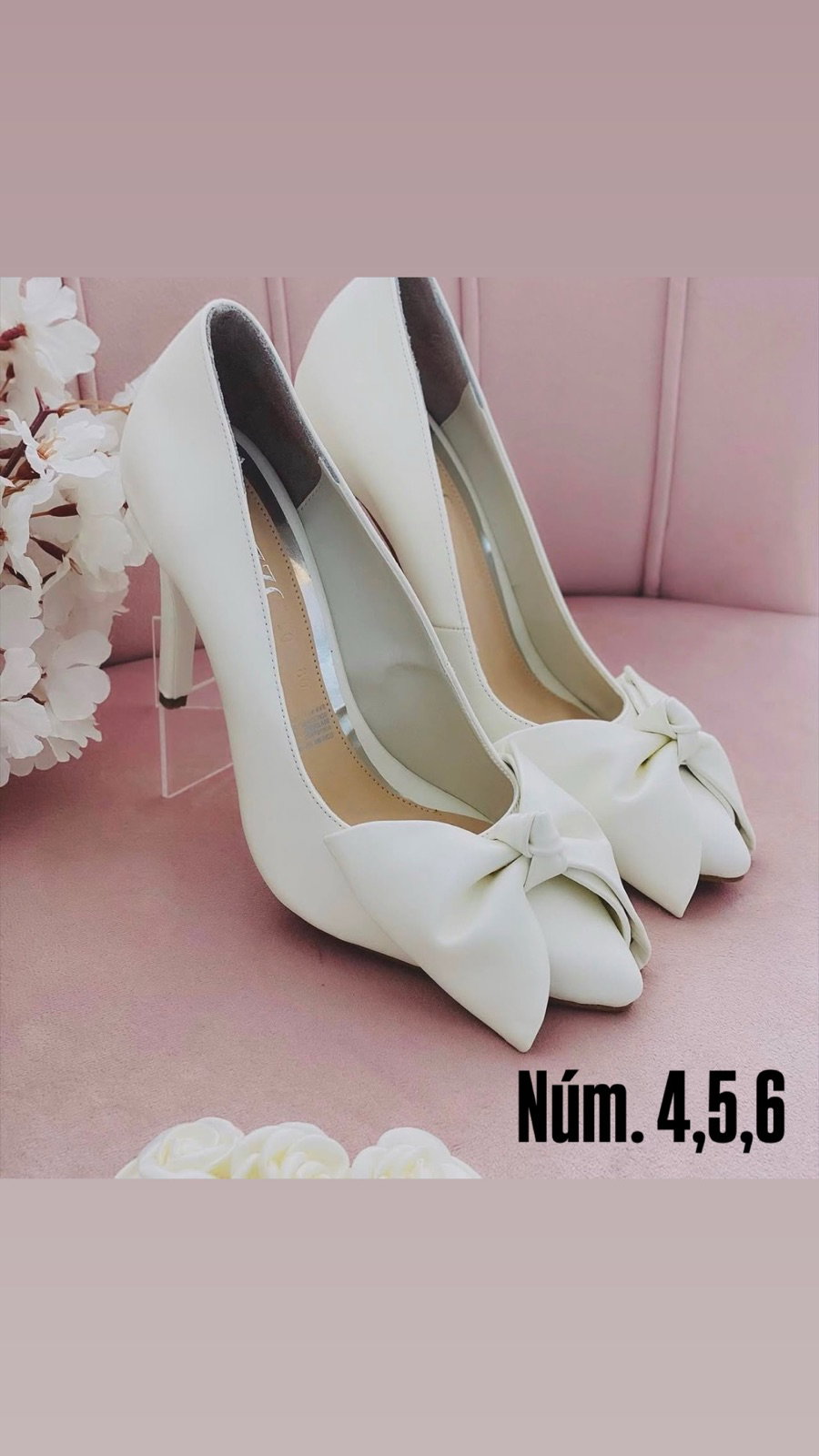 Zapatos de tacón blanco con moño - Números 4, 5 y 6