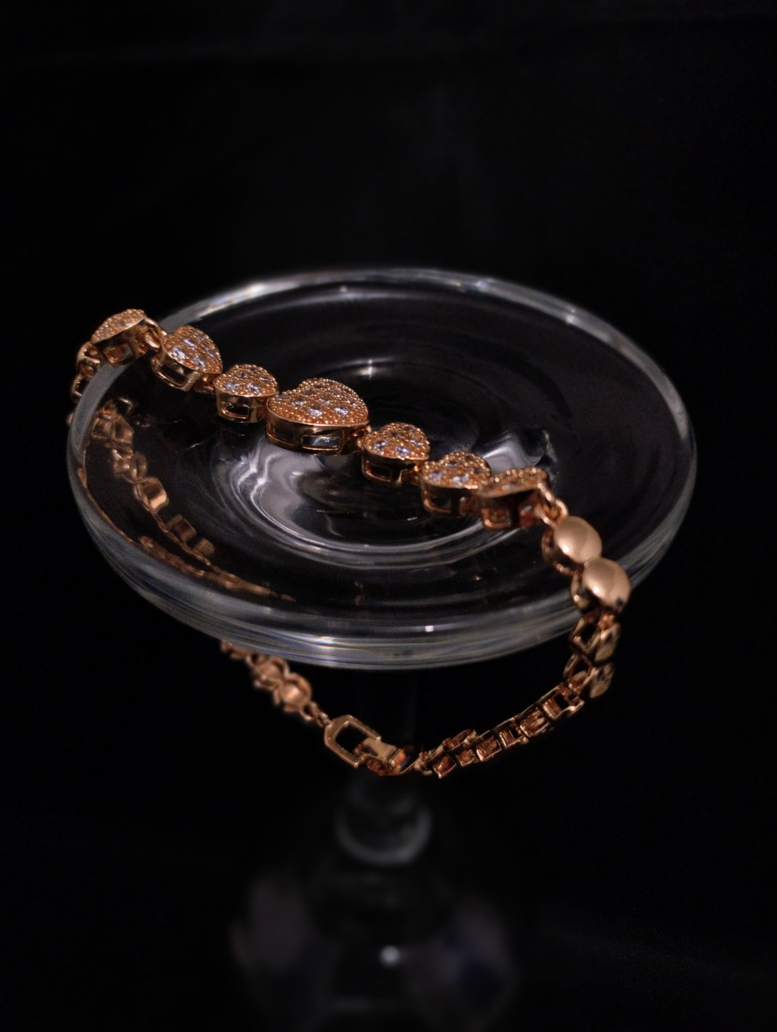 Pulsera de Corazones en Oro Laminado 22k - 18 cm