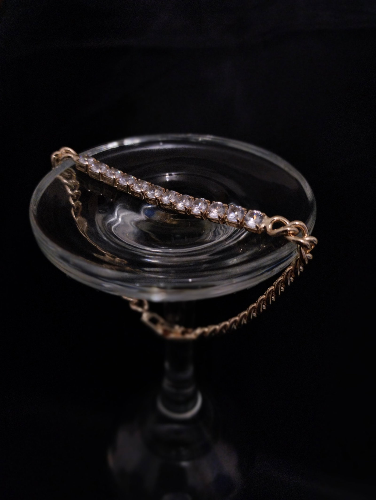 Pulsera de Oro Laminado 22k con Brillos - 18 cm